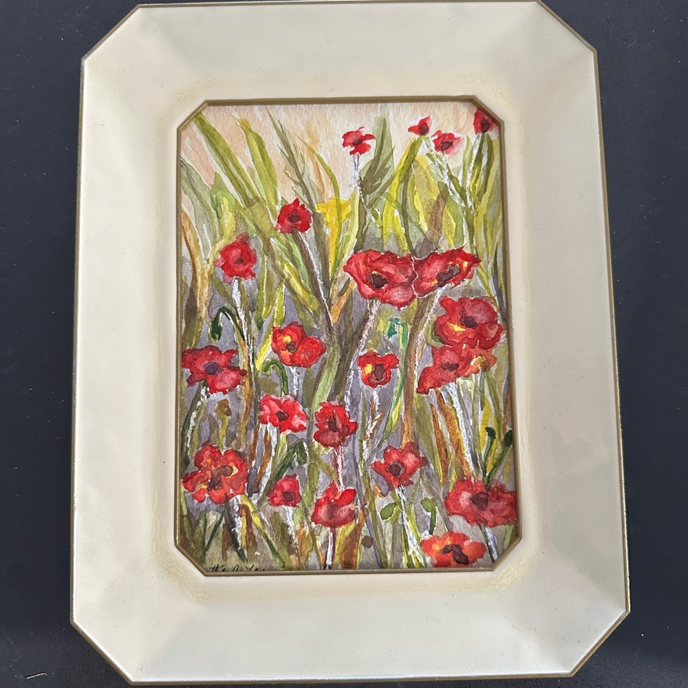 Vintage Original Floral Watercolor Painting